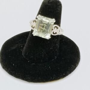 Silver and Pale Topaz Ring Size 7 Signed STS